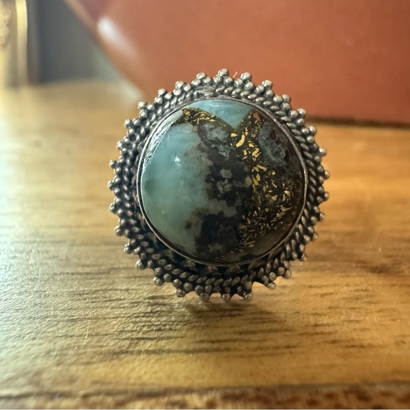 Vintage Turquoise Sterling Silver Ring Size 7 - Picture 4 of 4